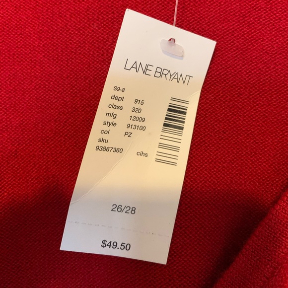 NWT, Lane Bryant, Red V-neck Sweater, Sz 26-28 - Picture 7 of 7